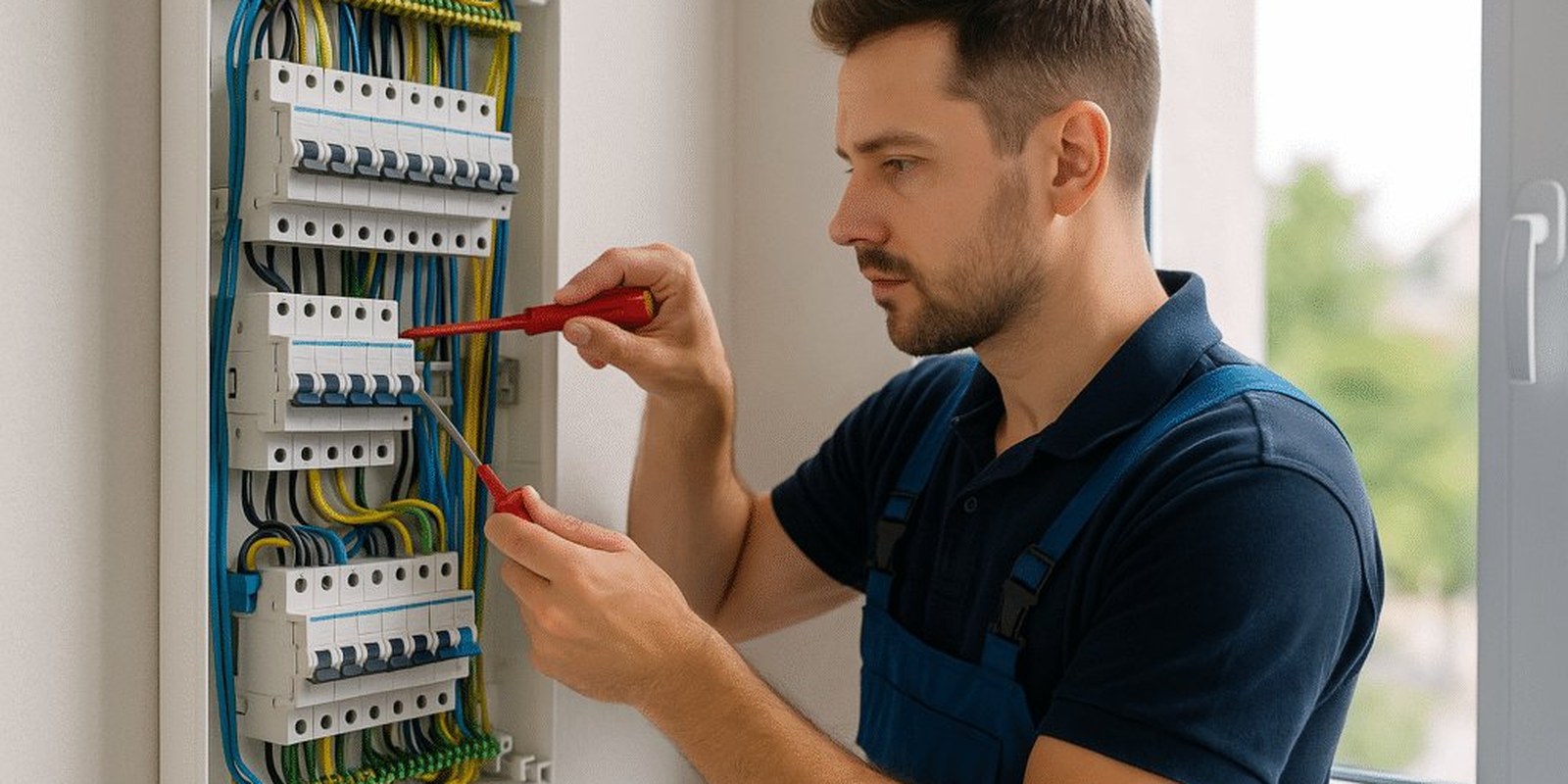 Electrician working on industrial control panel — Pinewood Electrical Automation, Surrey BC